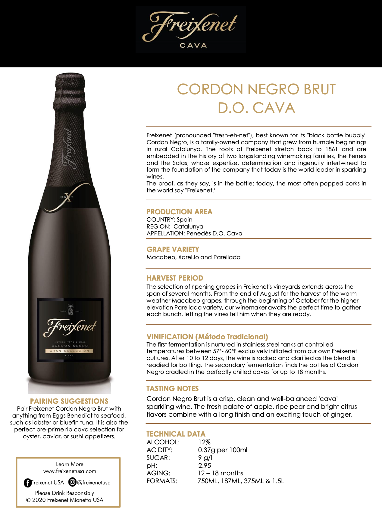 Cordon Negro Brut Tech Sheet Trade Tool